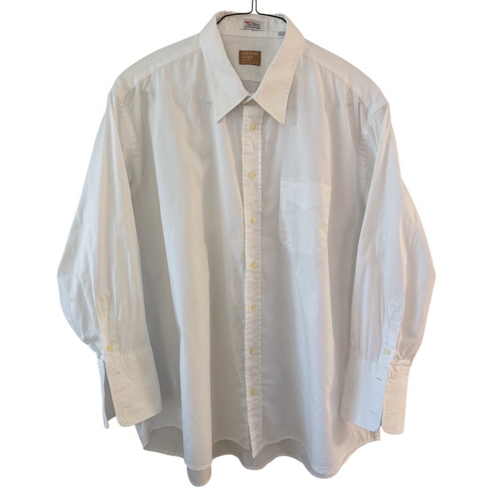 Gitman Gold Mens White Pinpoint Oxford French Cuff Dress Shirt 19-34 Made in USA
